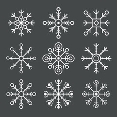 set of vector snowflakes. flat icons
