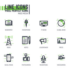 Mass media line icons