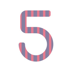 number five design with vertical colorful striped vector illustration