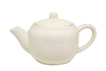 White teapot on a white background