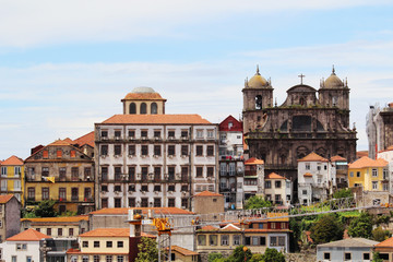 Fototapeta na wymiar View to old town of Porto and Palacio da Bolsa