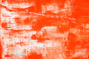 Red rusty panel background with white brush strokes - Grunge autumn colours weathered  metal board