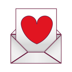 Valentine romantic envelopes with heart draw vector illustration