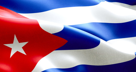 waving fabric texture of the flag of cuba, real texture color red blue and white of cuban flag