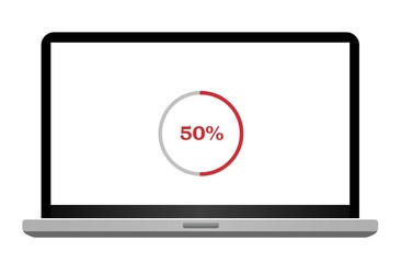 Téléchargement à 50% sur un écran d'ordinateur