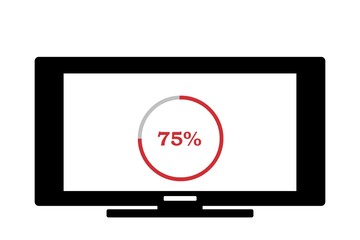 Téléchargement à 75% sur un écran de télévision