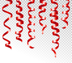 Red serpentine isolated on transparent background. Vector illustration.