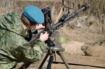 Fototapeta premium Shooting at a military training ground.