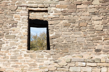 Window in an ancestral Pueblo ruin in Aztec, NM