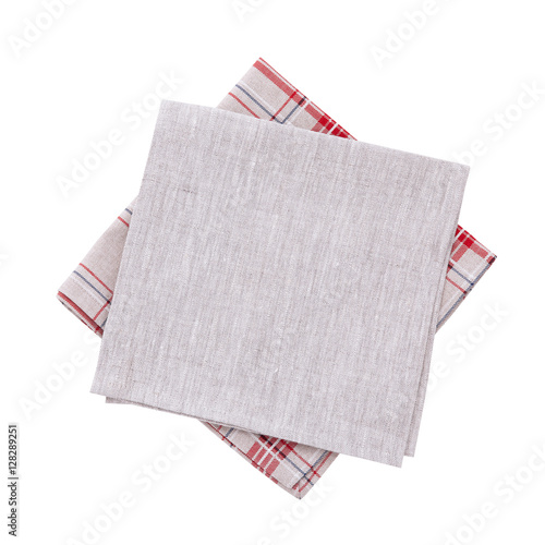 Download "Napkins isolated on white. Multi-colored linen napkins for restaurant. Empty napkins mock up ...