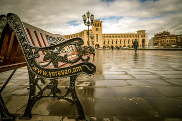 Bench on Republic square, Yerevan, Armenia