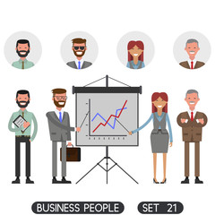 Presentation. Business people set 21.  Office people. Vector
