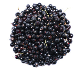 Many ripe black currant berries isolated