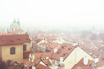 Naklejka na ściany i meble Prague, Czechia - November, 21, 2016: panorama of a historical part of Prague, Czechia