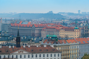 Prague, Czechia - November, 21, 2016: panorama of a historical part of Prague, Czechia