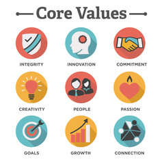 Company Core Values Solid Icons for Websites or Infographics