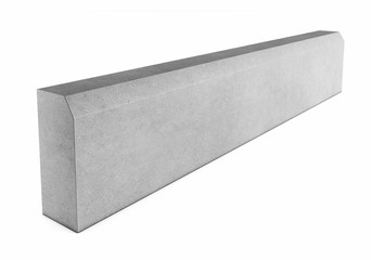Grey curbstone on white background - 128292491