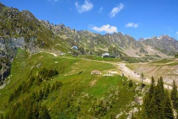 Fototapeta na wymiar Planpraz (2000m) is where many Alpine hiking trails in Chamonix begin.