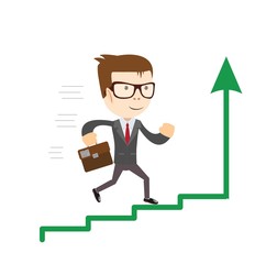 Businessman standing on chart going up. Concept of business success.