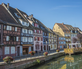 Fototapeta premium Colmar, Alsace, France, Medieval old town. Its half timbered houses and channels. Village called small Venice.