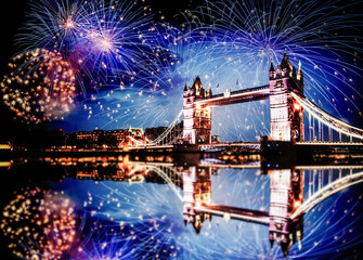 celebration of the New Year in London, UK