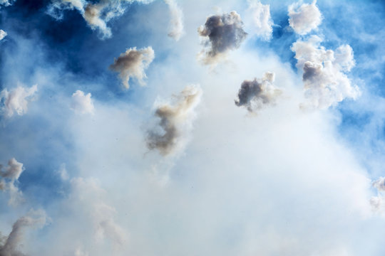 Smoke in the sky during Mascleta display, Valencia, Spain. 