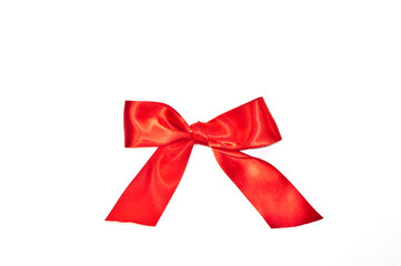 Red bow ribbon isolated on white background