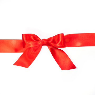 Red bow ribbon isolated on white background