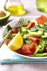 Vegetable salad with salted salmon.