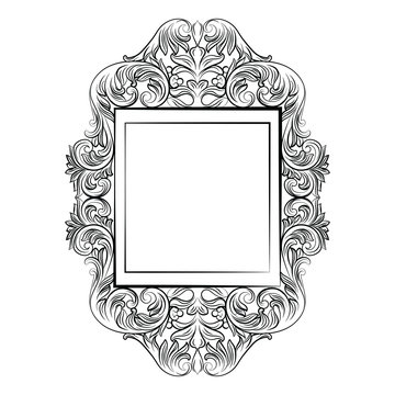Vintage Imperial Baroque Round frame. Vector French Luxury rich carved ornamented decor. Victorian wealthy Style structure
