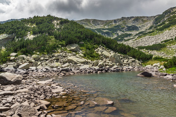 Amazing Panorama of Rocky peaks and Upper Muratovo lake, Pirin Mountain, Bulgaria