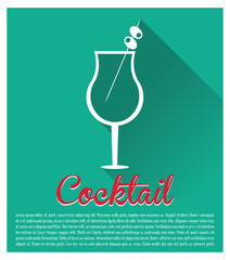 cocktail card glass and olive with shadow vector illustration eps 10