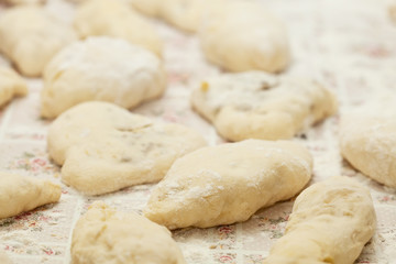 cooking delicious cakes at home. Floury products with filling.