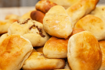 cooking delicious cakes at home. Floury products with filling.