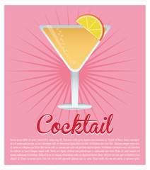 cocktail cosmopolitan drink pink background vector illustration eps 10