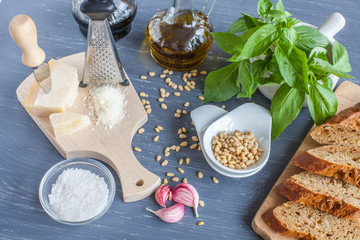 ingredients for pesto sauce