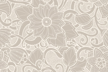 Seamless pattern with stylized flowers. Ethnic background.