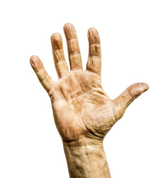 Man rough hand isolated on white background