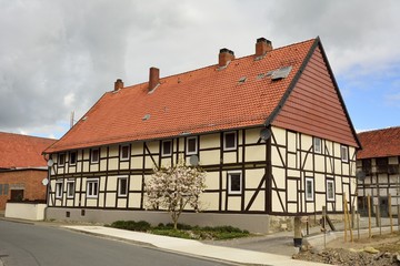 Fototapeta na wymiar Half-timbered building in Germany