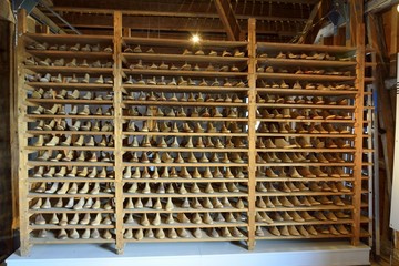 Shelves of shoe lasts.