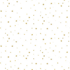 Abstract dotted glitter gold snow seamless vector pattern. Shimmer circles background texture.