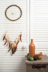 Dream catcher with brown feathers