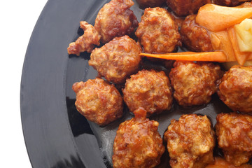 Sweet and sour pork meatballs with pineapple