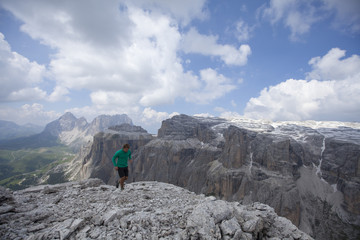 Woods Wheatcroft trekking in the Dolomites in Northeaster Italy.