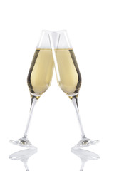 Glasses of champagne isolated on a white background
