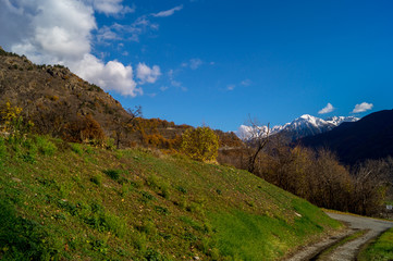 mountain landscape with snow and cloud