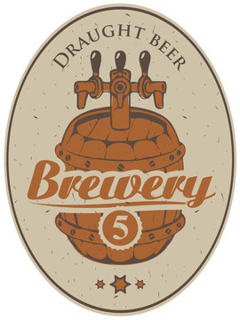 label for the brewery with a beer barrel