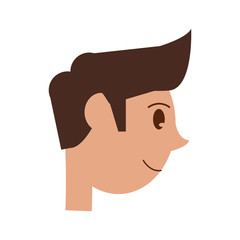 head cartoon young man smiling side vector illustration eps 10