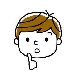 男の子、顔、表情：考える、納得
