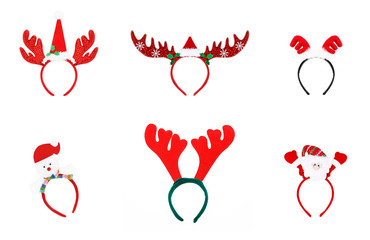 Pair of toy reindeer horns. headband of christmas isolated on wh © phatthanit